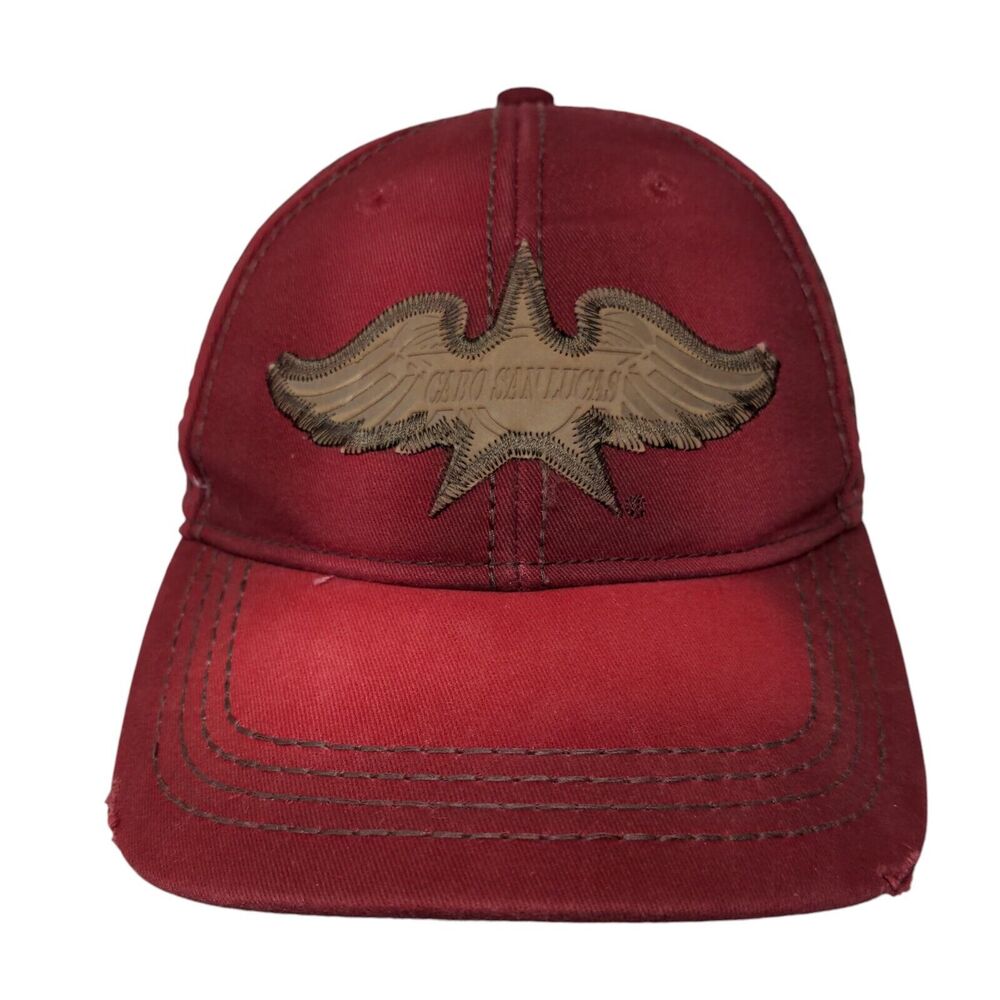 Cabo San Lucas Mexico Patch Strapback Hat Red One Size Caribbean Side